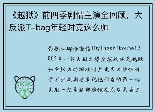 《越狱》前四季剧情主演全回顾，大反派T-bag年轻时竟这么帅