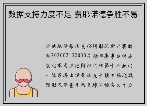 数据支持力度不足 费耶诺德争胜不易